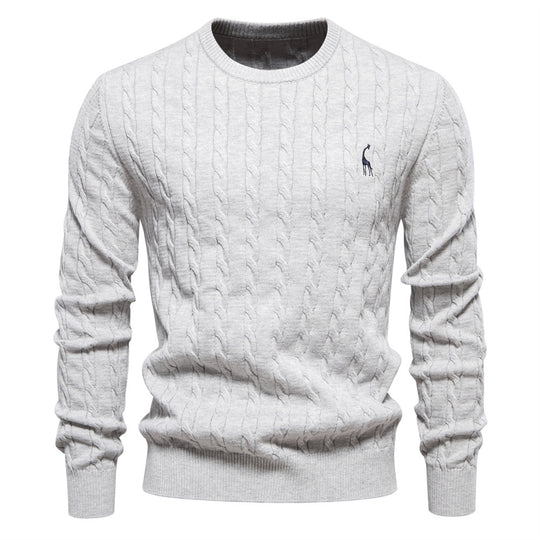 Herren Strickpullover mit Zopfmuster und Rundhalsausschnitt Heidi-Mode