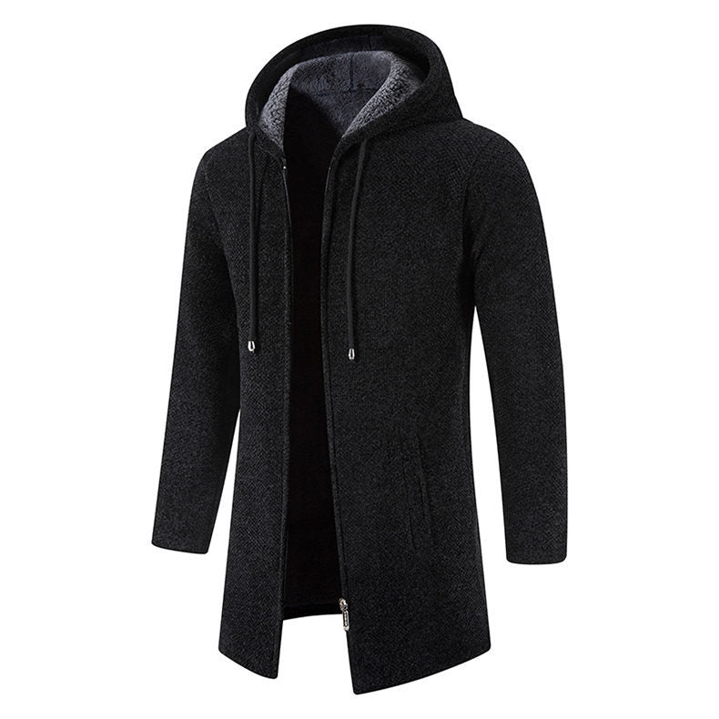Herren modische Premium-Fleecejacke mit Kapuze und seitlichen Taschen Heidi-Mode