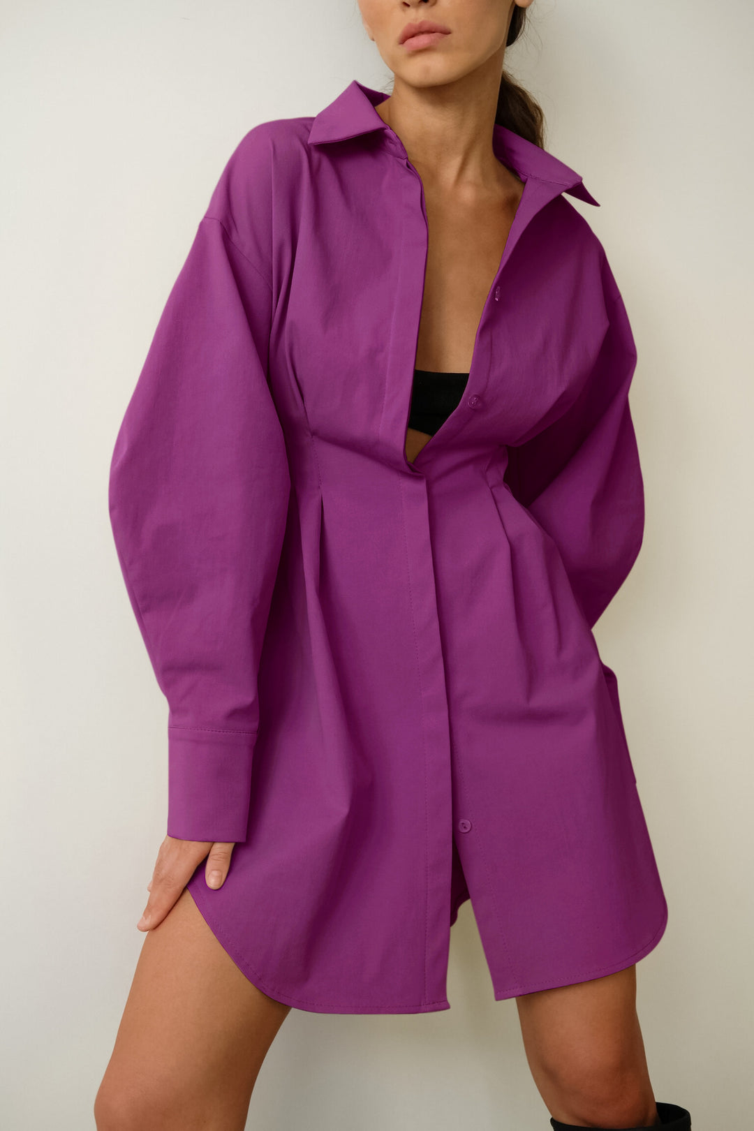 Damen Blusenkleid mit eleganten Puffärmeln und tailliertem Schnitt Heidi-Mode