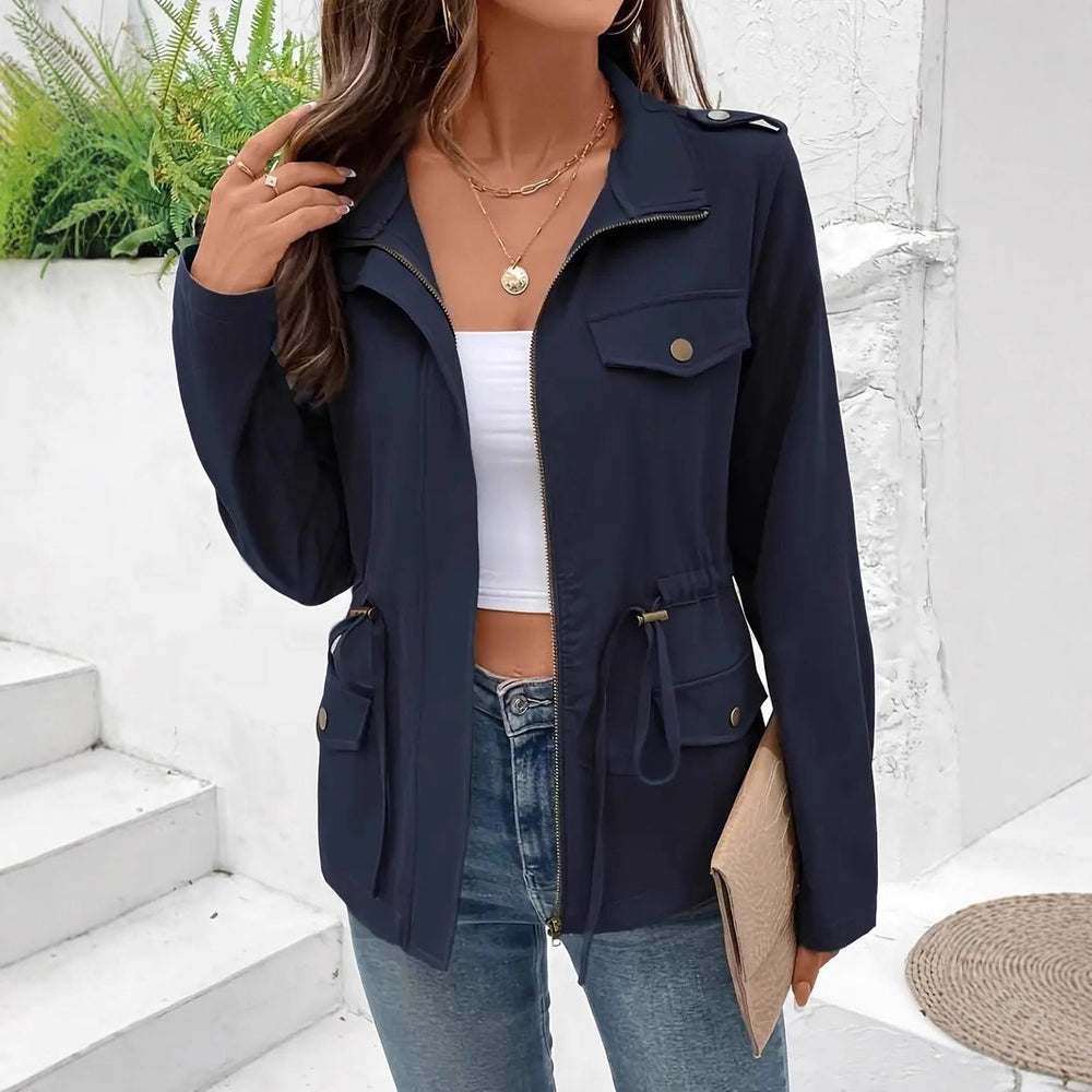 Damen Übergangsjacke mit verstellbarem Taillenzug und praktischen Taschen Heidi-Mode