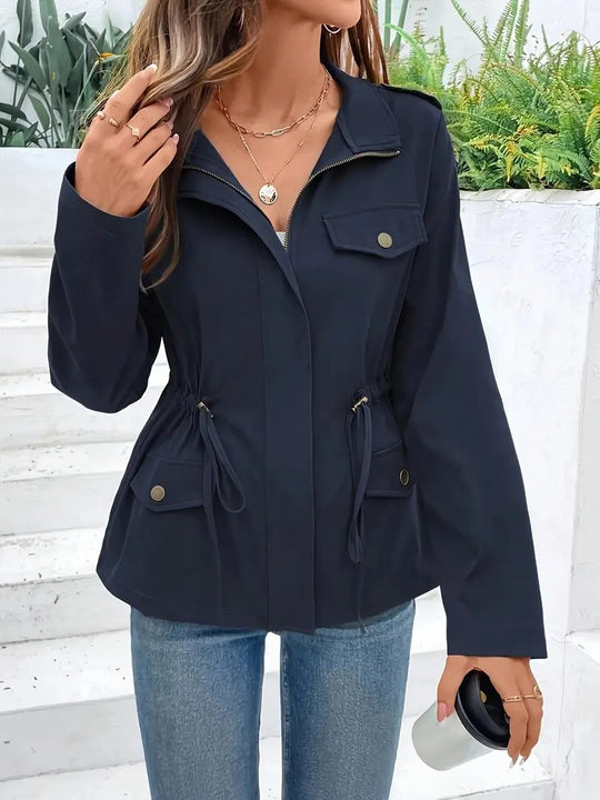 Damen Übergangsjacke mit verstellbarem Taillenzug und praktischen Taschen Heidi-Mode