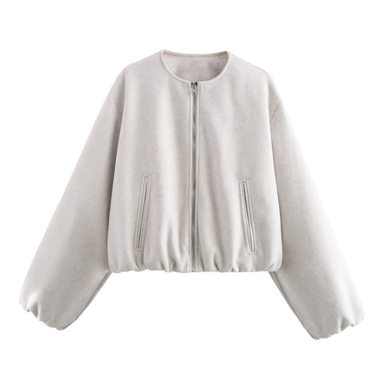Damen lässige Oversize-Jacke mit elastischem Bund und praktischen Taschen Heidi-Mode