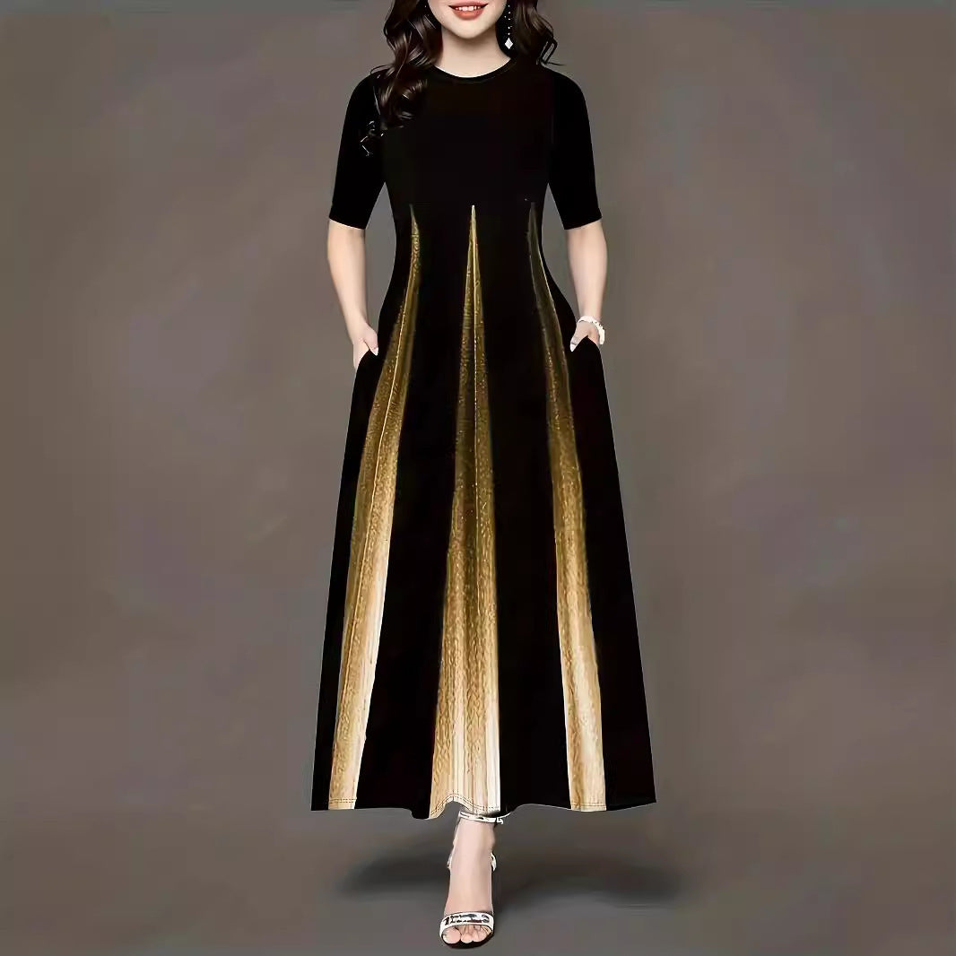 Damen Maxikleid mit modernem Farbverlauf und praktischen Seitentaschen Heidi-Mode