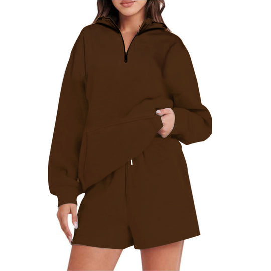 Damen lässiger Hoodie mit kurzem Schnitt und praktischen Taschen Heidi-Mode