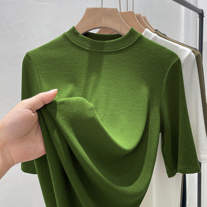 Damen Kurzarm Turtleneck Shirt aus hochwertigem, elastischem Material mit modernem Design Heidi-Mode