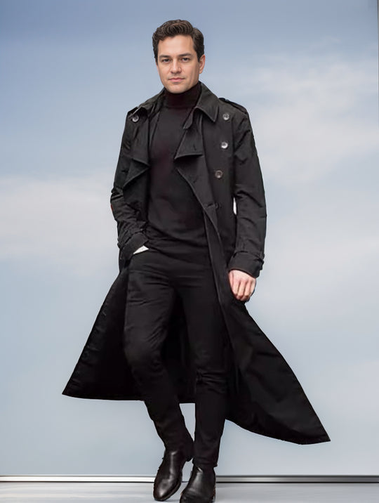 Herren eleganter Trenchcoat mit doppelter Knopfleiste und modernem Schnitt Heidi-Mode