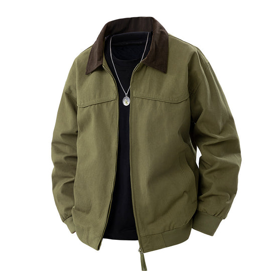 Herren leichte Utility-Jacke mit Stehkragen und praktischen Taschen Heidi-Mode