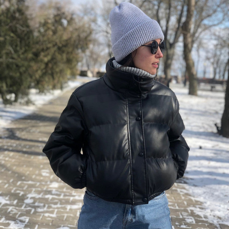 Damen Kunstleder Steppjacke Heidi-Mode