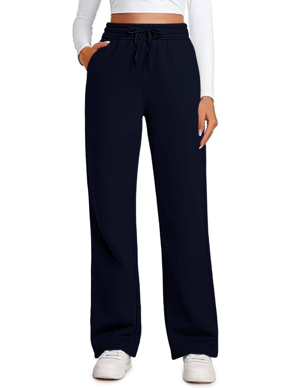 Damen Lässige Freizeithose mit weitem Schnitt und elastischem Bund Heidi-Mode