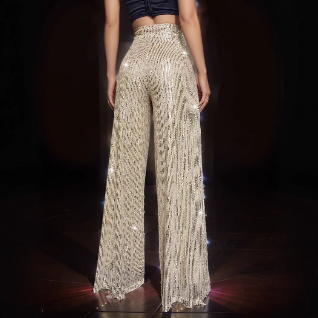 Damen Glänzende Weite Hose im festlichen Design Heidi-Mode