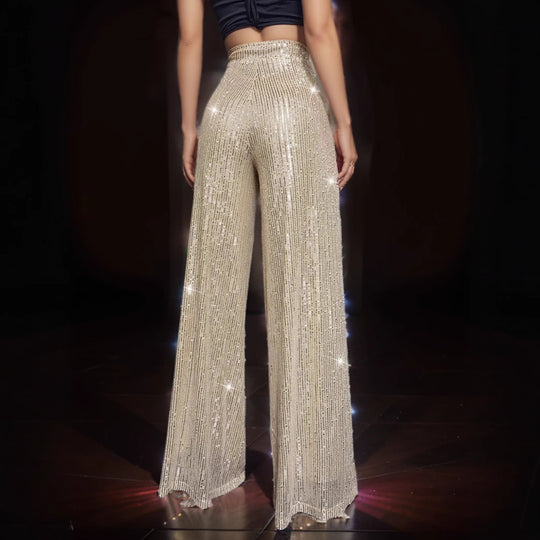 Damen Glänzende Weite Hose im festlichen Design Heidi-Mode