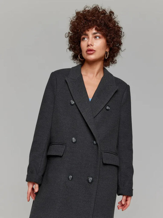 Damen Eleganter Doppelreiher-Mantel mit strukturierten Details Heidi-Mode