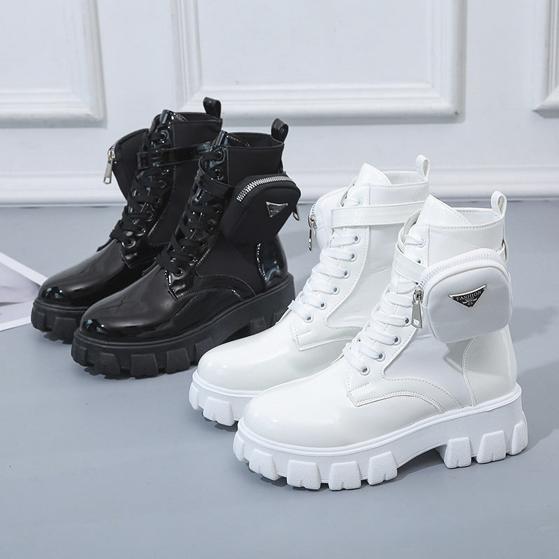Damen Fashion Stiefel mit praktischer Taschen-Option und auffälliger Sohle Heidi-Mode