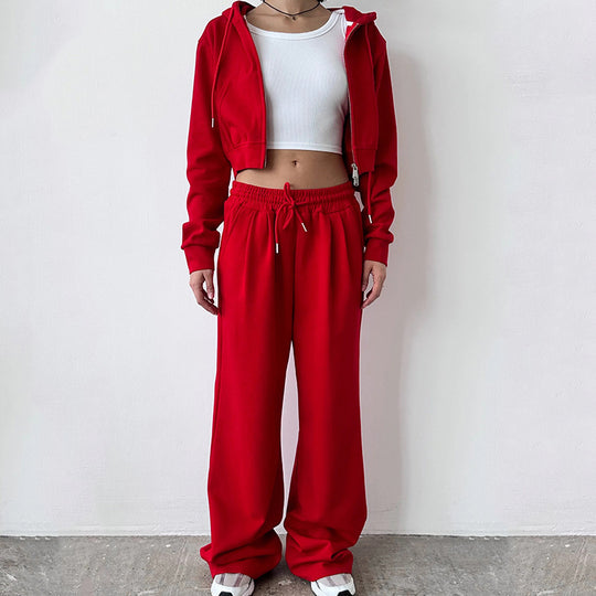 Damen Cropped Hoodie und entspannte Jogginghose Set Heidi-Mode