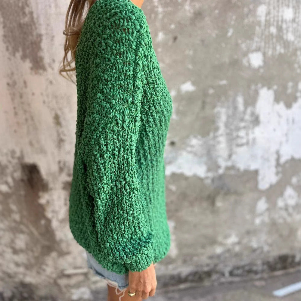 Damen Strickpullover mit V-Ausschnitt und lässigem Schnitt Heidi-Mode