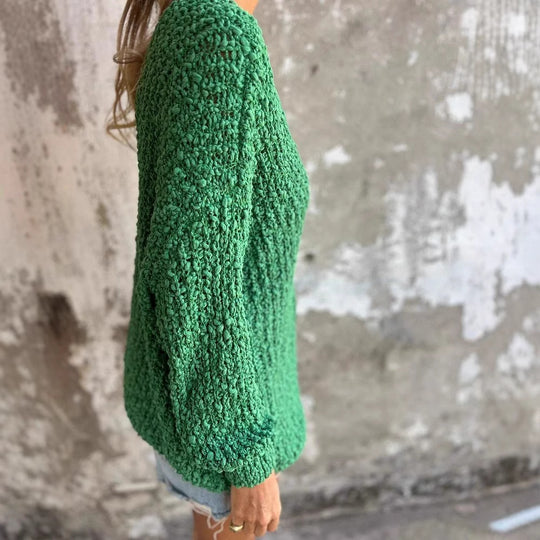 Damen Strickpullover mit V-Ausschnitt und lässigem Schnitt Heidi-Mode