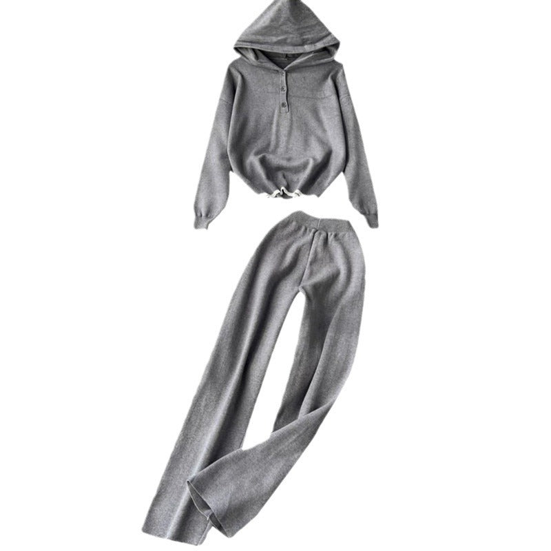 Damen komfortables Lounge-Set mit Kapuze und lässigem Schnitt Heidi-Mode