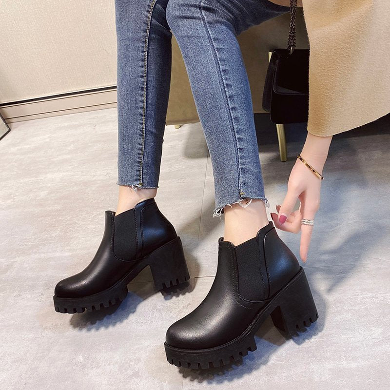 Damen Chunky Chelsea Boots mit robustem Profil und elastischen Einsätzen Heidi-Mode