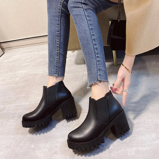 Damen Chunky Chelsea Boots mit robustem Profil und elastischen Einsätzen Heidi-Mode