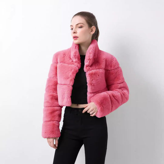 Damen modische kurze Kunstpelzjacke Heidi-Mode