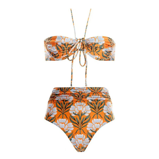 Damen Zweiteiliges Bikini-Set mit Schärpe Heidi-Mode