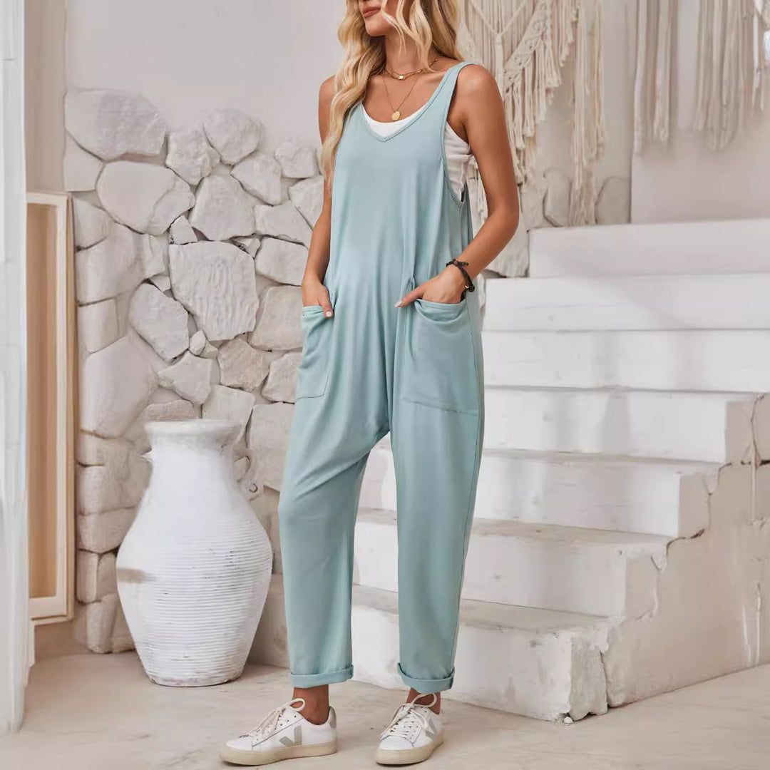 Damen Jumpsuit mit großzügigen Taschen und weichem Stretchmaterial Heidi-Mode