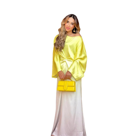 Damen Maxikleid mit elegantem Wickeldesign und weiten Ärmeln Heidi-Mode