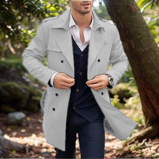 Herren klassischer Trenchcoat im zeitlosen Design mit knöpfbaren Taschen Heidi-Mode