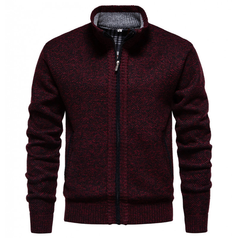 Herren Strickjacke mit hohem Kragen und praktischem Reißverschluss Heidi-Mode