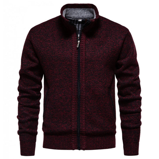 Herren Strickjacke mit hohem Kragen und praktischem Reißverschluss Heidi-Mode