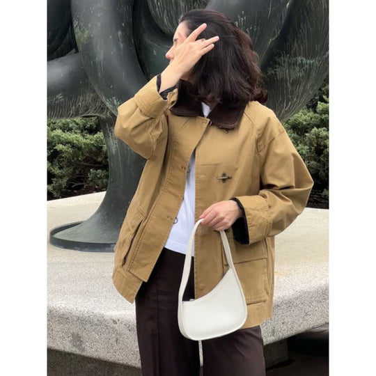 Damen Utility-Jacke mit klassischem Schnitt und hohem Kragen Heidi-Mode