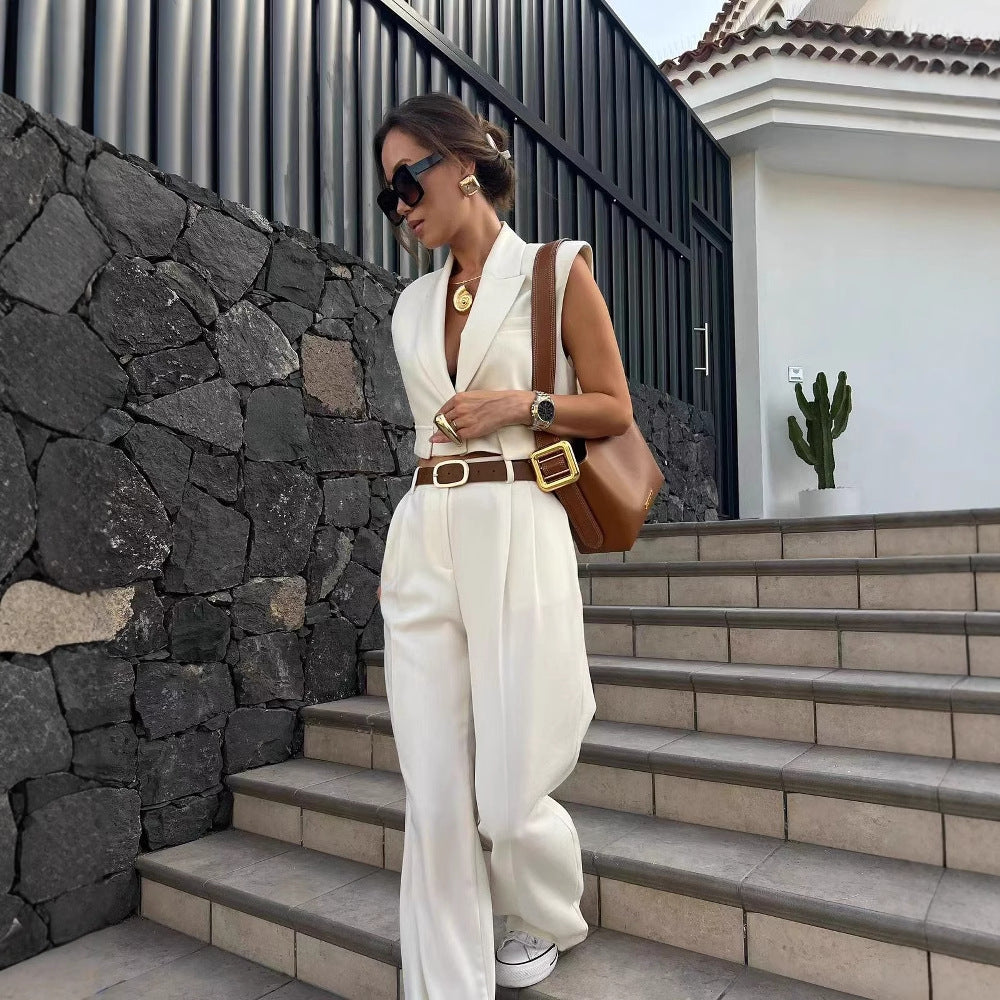 Damen Weite Palazzo-Hose mit eleganter Bundfaltenverarbeitung Heidi-Mode
