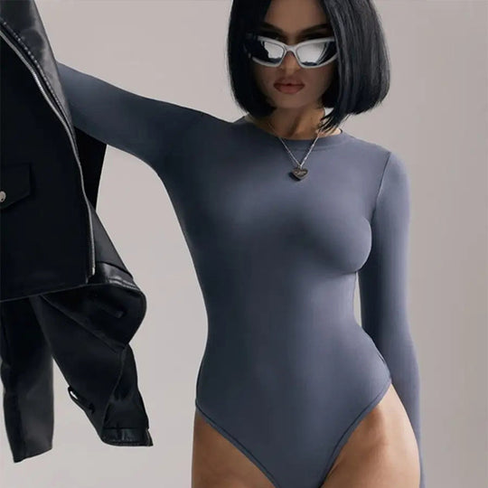 Damen Langarm Body mit figurbetontem Schnitt Heidi-Mode