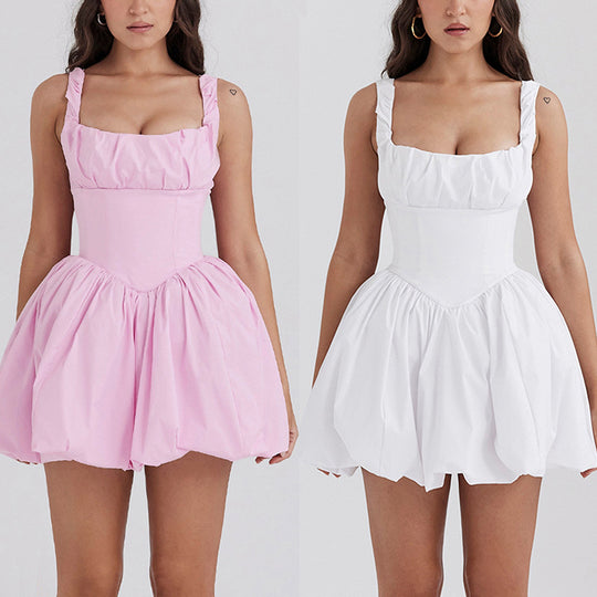 Damen Ballonkleid mit Spitzenakzenten Heidi-Mode