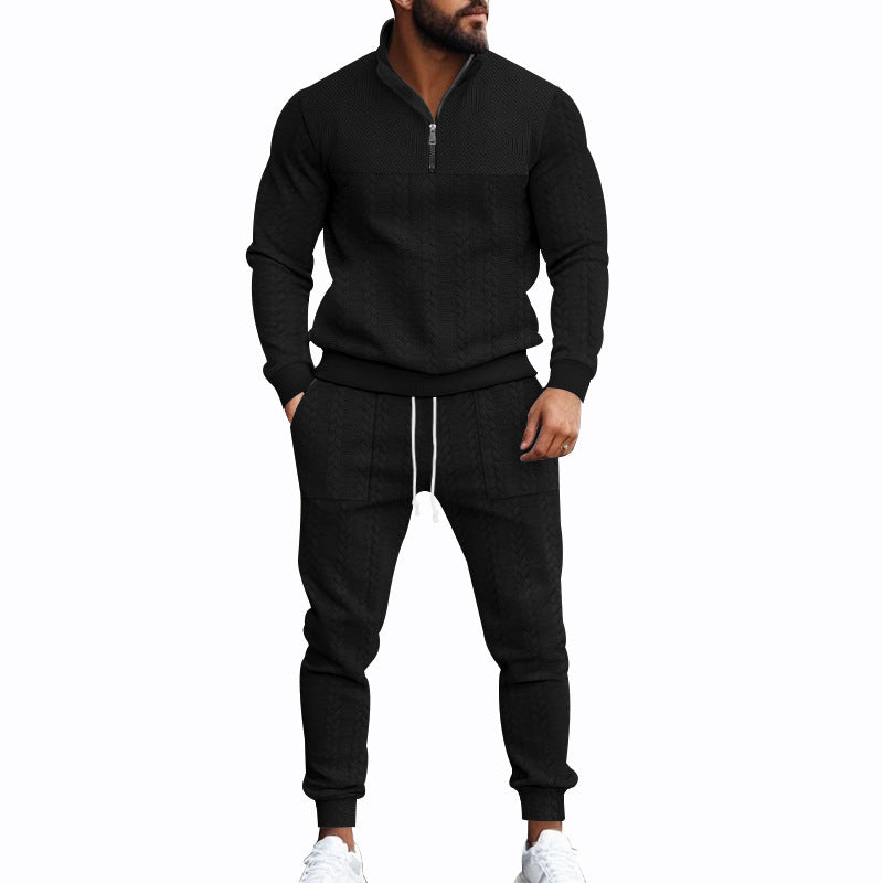 Herren Sportlicher Strickanzug mit Stehkragen und Reißverschluss Heidi-Mode