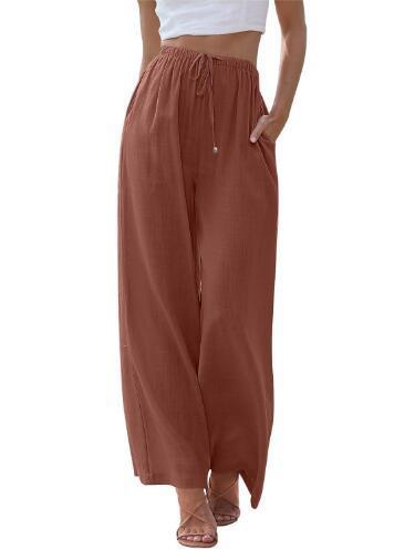Damen Weite Palazzo-Hose mit elastischem Bund und praktischen Taschen Heidi-Mode