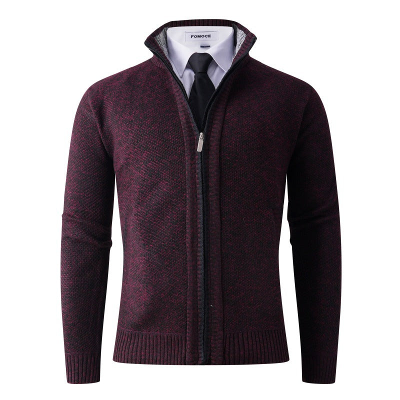 Herren stylische Strickjacke mit hohem Kragen und praktischen Taschen Heidi-Mode