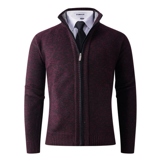 Herren stylische Strickjacke mit hohem Kragen und praktischen Taschen Heidi-Mode