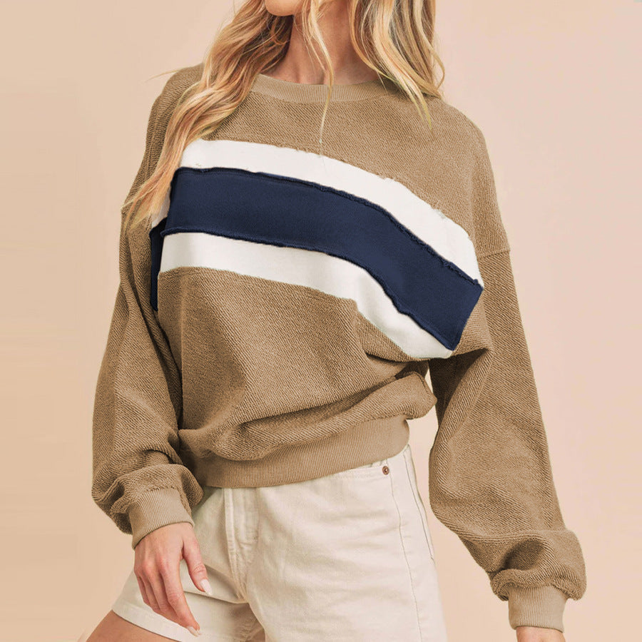 Damen Kuscheliger Oversized Pullover mit Streifen Heidi-Mode