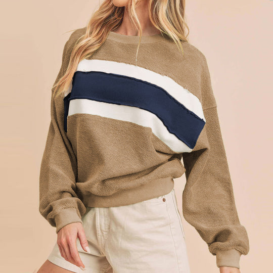 Damen Kuscheliger Oversized Pullover mit Streifen Heidi-Mode