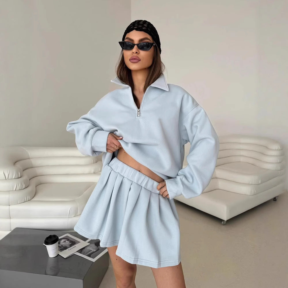 Damen sportlicher Pullover mit Kordelzug und Reißverschluss Heidi-Mode