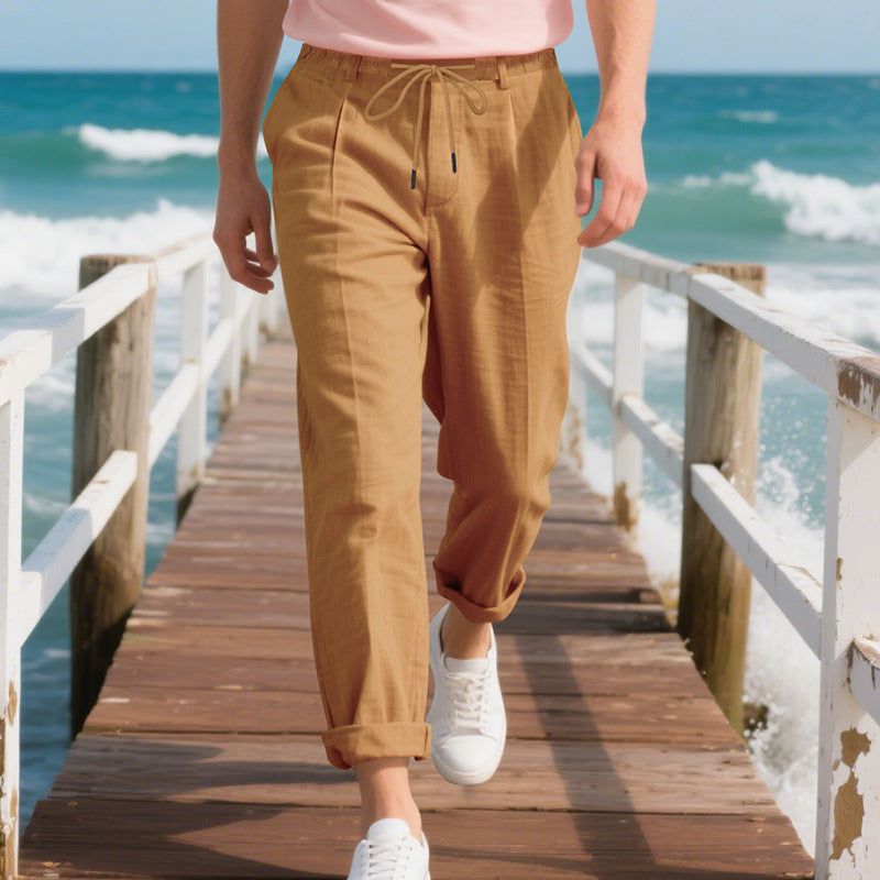 Herren lockere Sommerhose mit verstellbarem Kordelzug und atmungsaktiven Eigenschaften Heidi-Mode