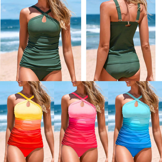 Damen Cross-Back Raffung Tankini Set Heidi-Mode