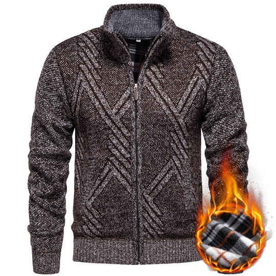 Herren sportliche Strickjacke mit modernem Zopfmuster Heidi-Mode