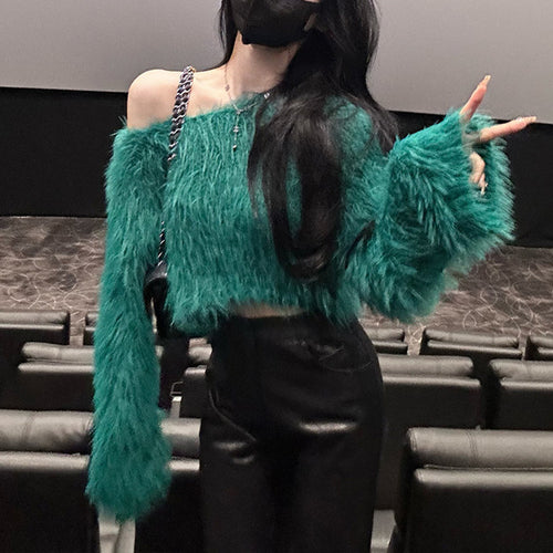 Damen Flauschiger Pullover mit lockerem Schnitt und weichen Ärmeln Heidi-Mode