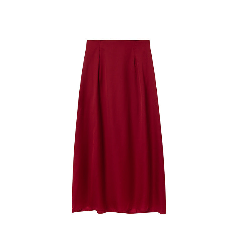 Damen Bodenlanger Satin Maxi-Rock Heidi-Mode