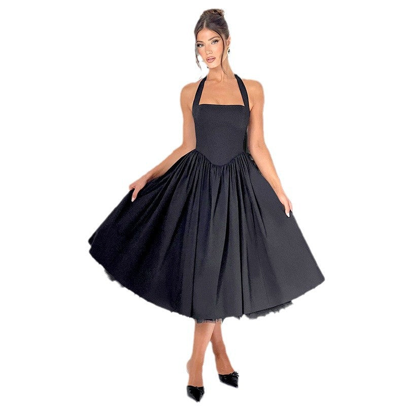 Damen A-Linien Cocktailkleid mit schulterfreiem Design und voluminösem Rock Heidi-Mode