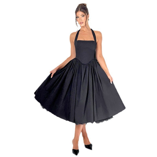 Damen A-Linien Cocktailkleid mit schulterfreiem Design und voluminösem Rock Heidi-Mode