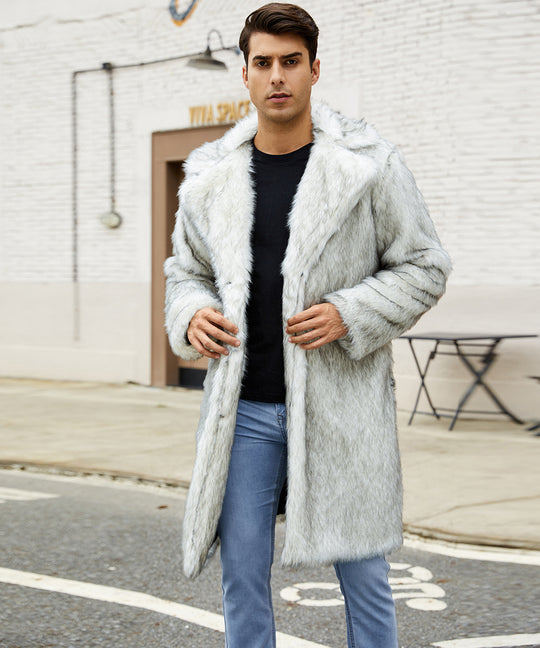 Herren Modischer Kunstpelzmantel mit breitem Kragen und bequemer Passform Heidi-Mode