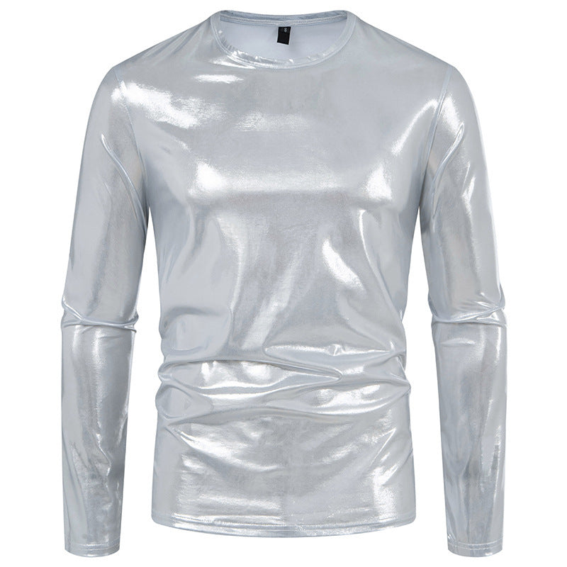 Herren stylisches Langarmshirt aus glänzendem Material Heidi-Mode